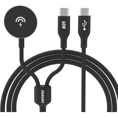 Dudao Кабель 2 в 1 с зарядным устройством для Apple Watch + разъем USB-C PD 60W - черный