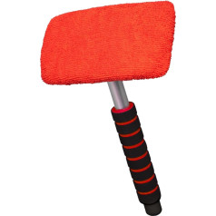 ToM PaR Car Wash with Microfibre I Car Window Cleaner I Remains Dust, Water from Windows, Water Vapour I Comfortable Grip I 3-Layer Head I 180 Degree Swivel Head I Cockpit I House I Red