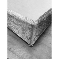 SeventhStitch Silver Grey Crushed Velvet Divan Valance Sheet Cover Fully Elasticated Single Double King Super King (Silver, Double)