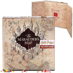 Адвент-календарь Гарри Поттера: 24 желейных мешочка + карта Мародёра и 24 вопроса викторины, 192 г, волшебное развлечение для фанатов и коллекц