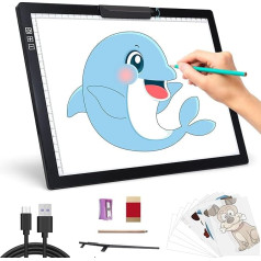 A4 Light Pad - рисование с помощью светового блока со складной подставкой и верхним зажимом, плавная регулировка яркости, 6 уровней яркости, бесп