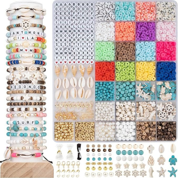 Пляжный бисер для браслетов, набор для изготовления браслетов из глиняного бисера, пляжный бисер для изготовления украшений, набор для изг