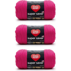 Red Heart Super Saver 3 Pack 198g Acrylic 4 Medium Worsted 330m Knitting Crochet Shock Pink