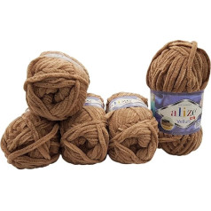 5 х 100 г Ilkadim Export Velluto Knitting Wool, Baby Wool, 500 г пряжи для вязания Super Soft Bulky (Brown 329)