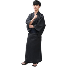 Edoten Yukata (Casual Summer Kimono) Japan Men's 2-Piece Set OBI (Belt) Shijiraori 100% Cotton Easy Festival Bon Dancing Fireworks Samurai, серый