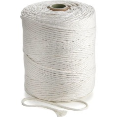 MB Cordas Cotton Yarn 4 mm 300 m - Natural Cotton Cord - 1 PLY Strong Cotton Cord - Macrame Dream Catcher, Wall Hanging, Knitting, Crochet - Ivory White