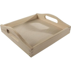 WooDeeDoo Маленький квадратный поднос для сервировки | 24 x 24 x 6,5 см | Чай Кофе Еда Завтрак Дворецкий Напитки Закуски Дисплей Тарелка | Необработан