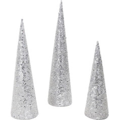 Christmas Concepts® Набор из 3 рождественских елок разного размера с блестками и бусинами (серебро)