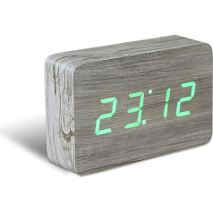 Gingko GK15G12 Brick Click Clock Ash с зеленым светодиодом звуковой активации будильника