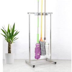 Wischmopphalter, Bodenmontage, kommerzielles Besenregal für Reinigungsmittel, Gartengeräte, Regenschirme - perfekt für Zuhause, Badezimmer, Hotel, Schule, Garagenorganisation