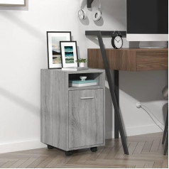 CINDERFUL Sonoma Боковой шкаф на колесиках, серый, 33 x 38 x 60 см, материал дерево, просторный боковой шкаф на колесиках, универсальный для гостиной и п