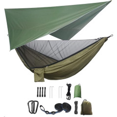 YCD Комплект гамаков для кемпинга, одинарный двойной гамак, москитная сетка, сетка от насекомых, муха от дождя, высокопрочная подвесная кров