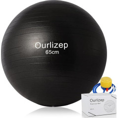 Ourlizep Мяч для упражнений с насосом, мяч для фитнеса 55/65 см, противоударный, мяч для тренировок, йоги, пилатеса, тренажерного зала и офиса, бала