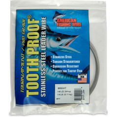 AFW Tooth Proof Stainless Steel Single Strand Hard Leader Wire - Bright and Camo for Shark, Barracuda, King Mackerel, Wahoo, Snook Bite Protection for Toothy Critters, Rigging Baits and Lures