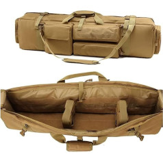 MJZYP Gun Case Rifle Bag Double Waterproof Rifle Bag with Double Compartment & Outer Pockets, Rifle Bag 2 Long Weapons for Shooting Wargame Hunting Khaki