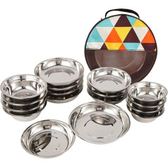 Набор из 17 столовых приборов для пикника, посуда на открытом воздухе, тарелки из нержавеющей стали, легко очищаемые кухонные принадлежност