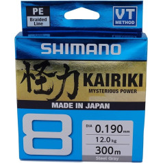 SHIMANO Kairiki 8, 300 метров, светло-серый, 0,215 мм/20,8 кг, 8-кратная плетеная леска, 59WPLA68R16