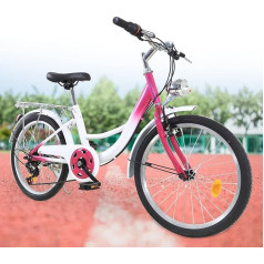 Детский велосипед, 20 дюймов, розовый, 6 скоростей, детский велосипед, классический балансировочный велосипед, городской велосипед для 7-10 ле