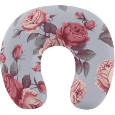MNBVKL Красные розы Цветочная подушка для путешествий U-образная подушка Универсальная подушка для путешествий Подушка для путешествий