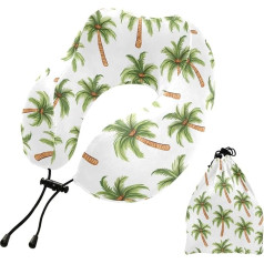 Подушка для путешествий OWFKAY, милый зеленый рисунок пальмы, пена с эффектом памяти, подушка для шеи, подголовник, уютная, мягкая, идеально по