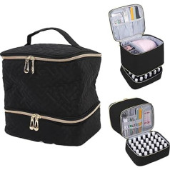 Nagellack-Organizer-Etui, Doppellagige Nagelzubehör-Aufbewahrungsbox für 30 Flaschen Nagellack, Reise-Nail-Tech-Tragetasche, Nagellack-Reiseetui mit Großem Fassungsvermögen