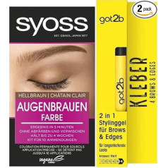 Syoss Набор для бровей Цвет для бровей 5-1 Светло-коричневый уровень 3 (17 мл) для естественного вида и got2b Клей 4 для бровей и края (16 мл), гель для б