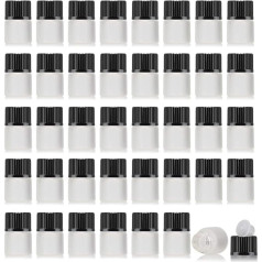 Enslz 50pcs 1ml (1/4 Dram) Mini Empty Frosted Glass Essential Oil Bottles Refill Sample Bottles Container with Reducer Hole for Travel (1ml)