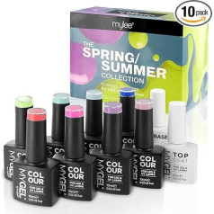 Mygel by Mylee Гель лак для ногтей, коллекция весна/лето, 8 x 10 мл цветов + верхнее и базовое покрытие, УФ/светодиодное, маникюр-педикюр, профессиона