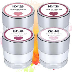 ND24 NailDesign Premium Bundle Vintage Pink Soak Off Gel Collection High Pigmented Highly Pigmented UV LED Gel Polish - Rich Colour Long Lasting - Easy Peel Off with Cream Remover - 4 x 10 g