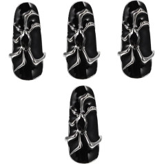 GALPADA Pack of 4 Spider Nail Rings Jewellery Spider Nail Decoration Fake Nail Cover Women's Rings Pepper Finger Jewellery Nail Rings Nail Ring Decoration Open Ring Сплав, металл, без драгоценных камней.