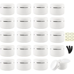 Yalbdopo 20pcs 20ml/20g White Clear Cosmetic Sample Jars with 3 Mini Spatulas and Labels, 20 g x 20 pieces