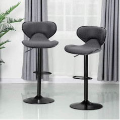 Alpha Home Барные стулья Комплект из 2 регулируемых по высоте поворотных барных стульев со спинкой из кожи PU Стильные кухонные стулья Контр-сту