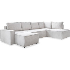 Miuform Brave Dave U-Shape Sofa Corduroy U-Shape 322 см x 194 см x 89 см, угловой диван с функцией сна и спальным местом - Brave Dave U Shape with Sleep Function, Cord Sofa Beige, Right Aligned