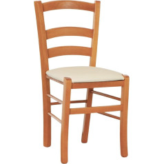 Okaffarefatto Di Zimbardi Costanza Деревянный стул Venice красного вишневого цвета с сиденьем из бежевой искусственной кожи