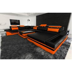 Sofa Dreams Диван XXL Living Landscape Mezzo Leather со светодиодной подсветкой, регулируемыми подголовниками, шезлонгом / Выбор цвета кожи / Ориентация Оттома