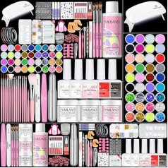 Акриловая ногтевая студия с фрезой для ногтей и УФ-лампой для гелевых ногтей, акриловая пудра с акриловой жидкостью для начинающих DIY акрил