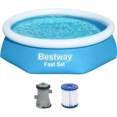Bestway Fast Set Комплект для наземного бассейна с фильтр-насосом, диаметр 244 x 61 см, синий, круглый