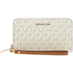 Michael Kors Jet Set Travel Large Flat Multifunctional Phone Case Wristlet Pebble Leather