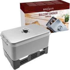 Настольная коптильня из нержавеющей стали BROWIN® с термометром 330006 | Антикоррозийная | Настольная коптильня | Рыба и многое другое для гриля 