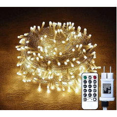 Gresonic 100/200/300/400 LED Fairy Lights, с питанием от розетки, на улице и в помещении, для свадьбы, рождественской вечеринки, теплый белый (теплый белый, 8 ре