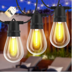 Velway LED Lichterkette Außen Strom - IP65 Wasserdicht Lichterkette Netzbetrieben 17M/55.7FT 15+1 Bruchsichere Glühbirnen Lichterkette mit Stecker für Baum Garten Terrasse Party Hochzeit Weihnachten