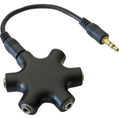 keepdrum ADA067 5-Way Audio Splitter - 3,5 мм Aux Jack Splitter - Mini Jack Stereo Splitter для смартфонов, ноутбуков и ПК в черном цвете