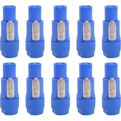 Wanjorlay 10Pcs/Pack Nac3Fca Speakon 3 Pin Plug 20A 250V AC Connector Blue