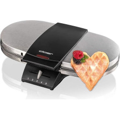 Cloer 1320 Двойная вафельница для двух классических вафель, серебристый, черный