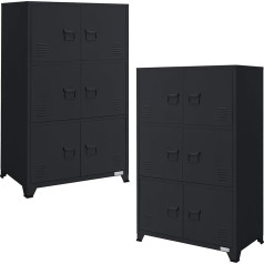 ML-Design Комплект из 2 шкафов для бумаг, 75 x 40 x 120 см, антрацит, сталь, офисный шкаф, отдельно стоящий, 4 ножки, металлический шкафчик с 6 дверцами, 3 