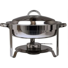 AcMax Edelstahl Speisenwärmer Runder Warmhaltebehälter Chafing Dish 3,5 Liter