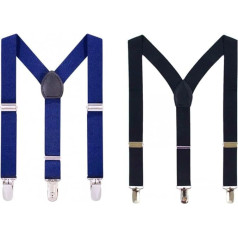 JZK 2 x Детские браслеты для мальчиков черного и темно-синего цвета, регулируемые для детей от 2 до 6 лет с ростом 90-130 см, 3 клипсы Эластичные бра