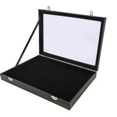 Yudu® Многоцелевая витрина для ювелирных изделий Стеклянная крышка без отделений Черный