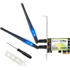 PCIe WiFi карта для ПК, WLAN Wireless-AC 1200Mbps PCI-E беспроводная сетевая карта 802.11ac Dual Band (5GHz и 2.4Ghz) для игр, стриминга, поддерживает Linux Windows 11/10/8.1/8/7 (32/64-bit)
