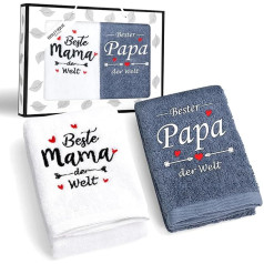 FHzytg Подарок на День отца, День матери, Полотенце в подарок маме и папе, 35 x 75 см, Лучшие мама и папа в мире, Подарки на день рождения родителям